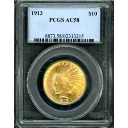 1913 $10 Indian PCGS AU58