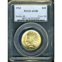 1913 $10 Indian PCGS AU58