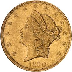 1850 $20 Liberty NGC AU53