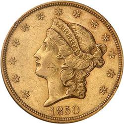 1850 $20 Liberty NGC AU50