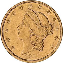 1861 $20 Liberty ANACS AU58