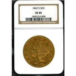 1862-S $20 Liberty NGC XF45