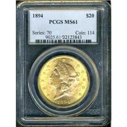 1894 $20 Liberty PCGS MS61