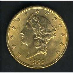 1899 $20 Liberty RAW Details of AU58 Net MS63