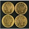 Image 1 : Lot of Four $20 Liberty Double Eagles Raw EF-BU