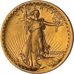 1907 $20 St. Gaudens. High Relief Wire Rim PCGS MS64