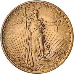 1908 $20 St. Gaudens. No motto PCGS MS64