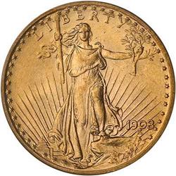 1908 $20 St. Gaudens. No motto PCGS MS63
