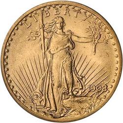 1908 $20 St. Gaudens. No motto PCGS AU58
