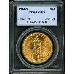 1914-S $20 St. Gaudens PCGS MS63