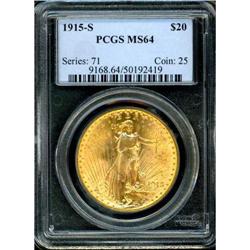 1915-S $20 St. Gaudens PCGS MS64