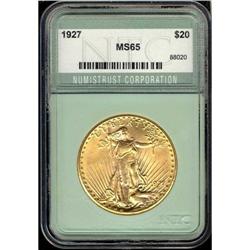 1927 $20 St. Gaudens NTC MS65