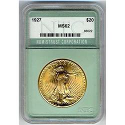 1927 $20 St. Gaudens NTC MS62