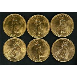 Lot of 6 Saint Gaudens 1925, 1927 and 1928 Raw EF-BU