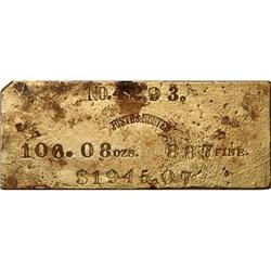 Justh and Hunter 106.08ozs - 887 Fine Gold Bar VF25