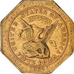 1852 U.S. Assay Office $50 Gold, 887 THOUS PCGS EF45