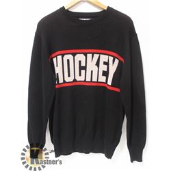 HOCKEY MENS BLACK KNIT LOGO SWEATER
