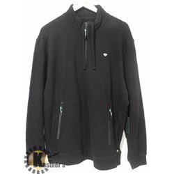 DIAMOND MENS BLACK MOCK NECK ZIPPER FRONT PULLOVER