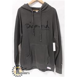 DIAMOND MENS DARK GREY LOGO PULLOVER HOODIE WITH