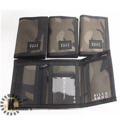 LOT OF 4 BILLABONG CAMO MENS TRIFOLD WALLETS