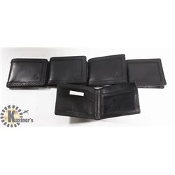 LOT OF 5 NIXON BLACK MENS LEATHER WALLETS