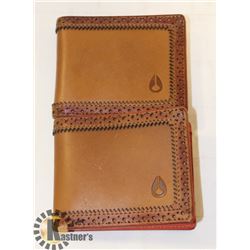 LOT OF 2 NIXON BROWN MENS LEATHER WALLETS