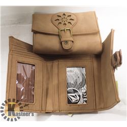 LOT OF 2 VOLCOM TAN WOMENS WALLETS
