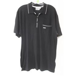 WESC MENS BLACK/WHITE PULLOVER POLO SHIRT