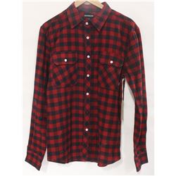 EKUMENIK MENS RED/NAVY LONG SLEEVE PLAID FLANNEL