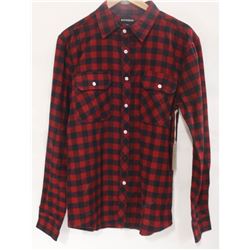 EKUMENIK MENS RED/NAVY LONG SLEEVE PLAID FLANNEL