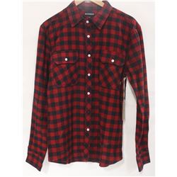EKUMENIK MENS RED/NAVY LONG SLEEVE PLAID FLANNEL
