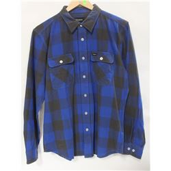 BRIXTON MENS BLUE/BLACK FADED PLAID LONG SLEEVE