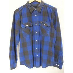 BRIXTON MENS BLUE/BLACK FADED PLAID LONG SLEEVE