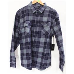 BRIXTON MENS BLUE/BLUE PLAID LONG SLEEVE FLANNEL