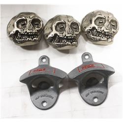 BAG OF HUF BOTTLE OPENERS & VOLCOM SKULL BELT