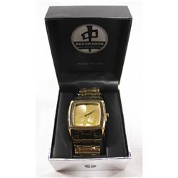 RED DRAGON GOLD TONE WATCH