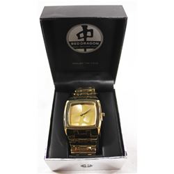 RED DRAGON GOLD TONE WATCH