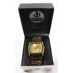 RED DRAGON GOLD TONE WATCH