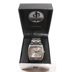 RED DRAGON SILVER TONE WATCH