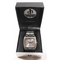 RED DRAGON SILVER TONE WATCH