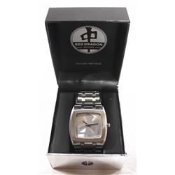 RED DRAGON SILVER TONE WATCH