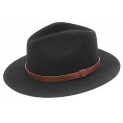 BRIXTON MESSER BLACK FEDORA SIZE MEDIUM