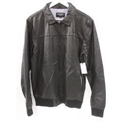 NIXON BLACK PLEATHER ZIP UP MENS JACKET