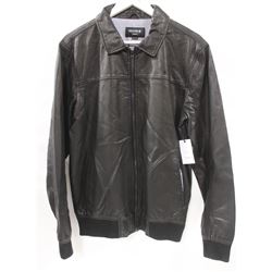 NIXON BLACK PLEATHER ZIP UP MENS JACKET