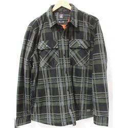 VOLCOM GREEN/GREY POLAR FLEECE MENS BUTTON UP