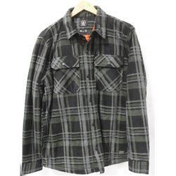 VOLCOM GREEN/GREY POLAR FLEECE MENS BUTTON UP
