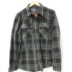 VOLCOM GREEN/GREY POLAR FLEECE MENS BUTTON UP