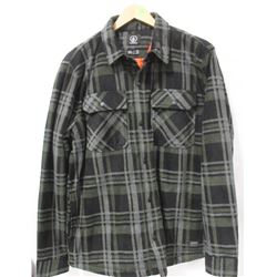 VOLCOM GREEN/GREY POLAR FLEECE MENS BUTTON UP