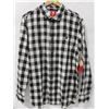 Image 1 : ELEMENT MENS BLACK/WHITE PLAID LONG SLEEVE BUTTON