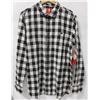 Image 1 : ELEMENT MENS BLACK/WHITE PLAID LONG SLEEVE BUTTON